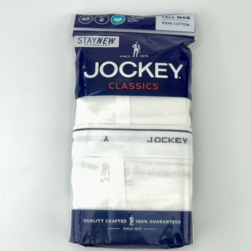 Jockey Classics Tall Man Full Rise Briefs White 2 Pack Size 42 100% Cotton 9970
